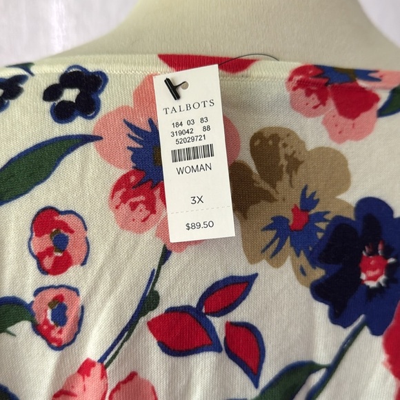 Talbots Woman Cream Floral 3/4 Sleeve Sweater Size 3X NEW - Picture 5 of 7